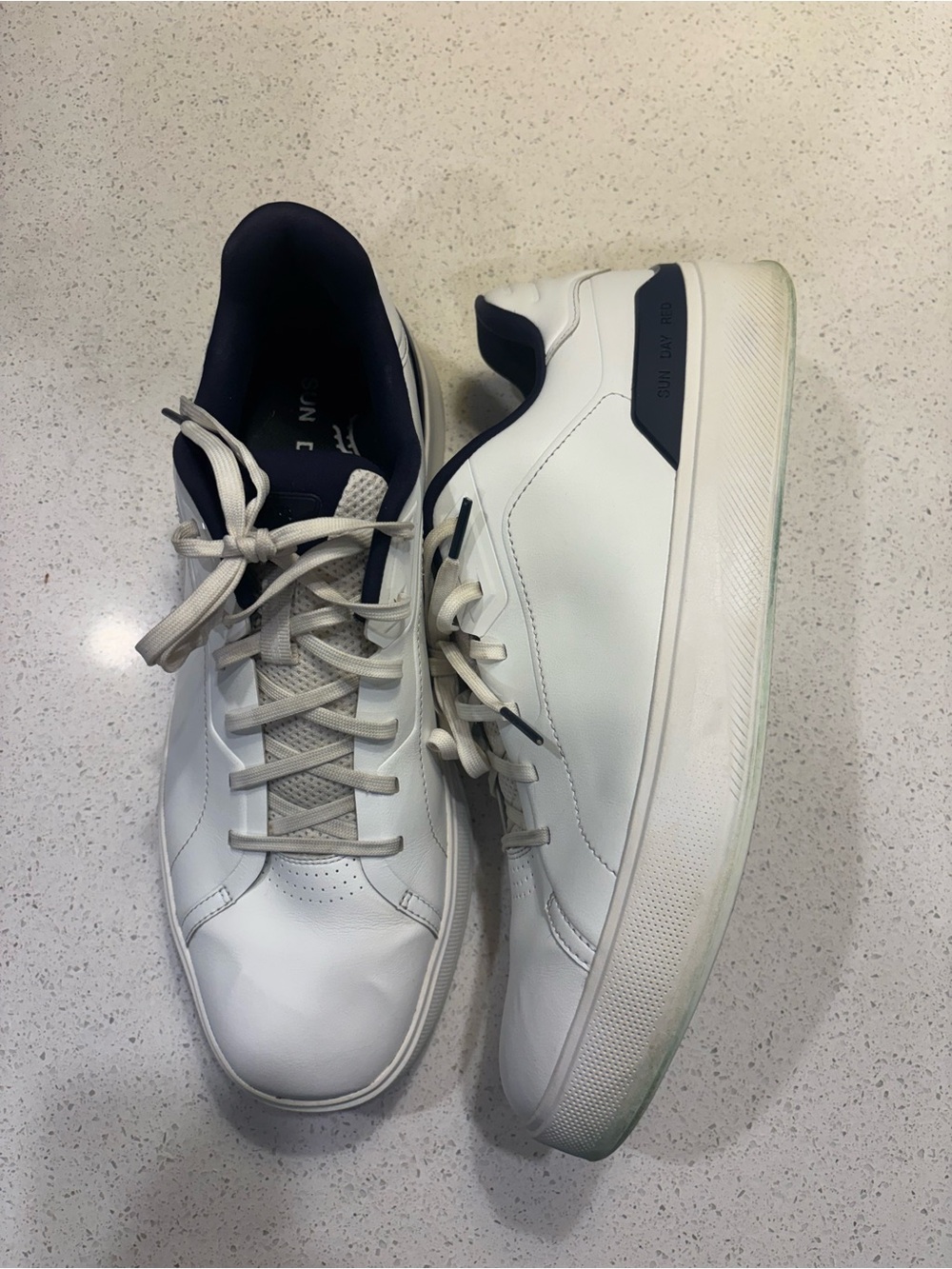 Men's White Athletic Sneakers with Navy Trim - Casual Comfort - Picture 5 of 6